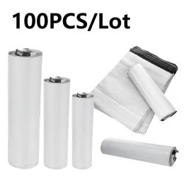 Envelopes 100pcs/lot Opaque PE Plastic Express Envelope Storage Bags White Colour Mailing Bags Self Adhesive Seal Courier Bag