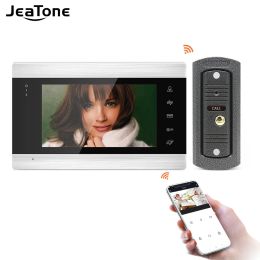Doorbells Jeatone 7 Inch WiFi Video Intercom for Home 720P Outdoor Video Doorbell Tuya Monitor Support App Remote Unlock Motion Detection