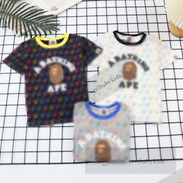 Fashion Boys cartoon letter T-shirt designer kids Colourful letter printed Tees summer children round collar short sleeve tops Z7510