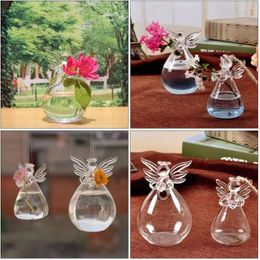 Vases Delicate Cute Transparent Angel Vase Creative Flower Arrangement Beautiful Wedding Decor Glass Plant Wall Mounted Container