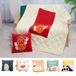 Blankets Throw Pillow Blanket 2-in-1 Foldable Quilt Cute Cartoon Design Cushion For Home Office Car Travel