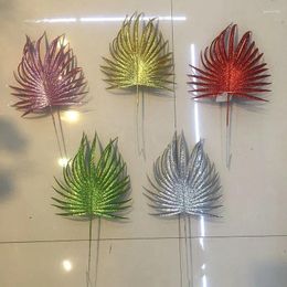 Decorative Flowers 20pcs 30cm Glitter Powder Fan Leaf Branch Flower Arrangement For Christmas Party Tree Venun Hanging Decoration