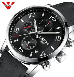 NIBOSI Mens Watches Top Brand Luxury Waterproof 24 Hour Date Quartz Watch Man Leather Sport Wrist Watch Men Waterproof Clock3811932
