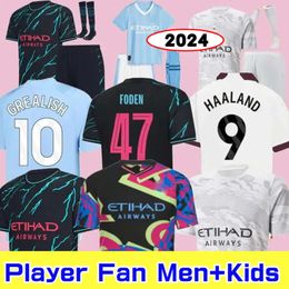 2024 25 HAALAND SOCCER JERSEYS 2023 24 MANS CITIES 4TH GREALISH STERLING MAHREZ DE BRUYNE FODEN Football Shirt Men Kids Kit Uniform