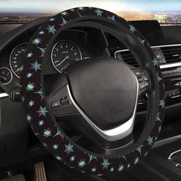 Steering Wheel Covers Halloween Neon Light Spider Web Car Cover Universal 15 Inch Non Slip Neoprene Auto Accessories