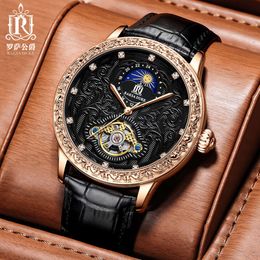 of Rosa's New Temperament Thin Mechanical with Male Carved Large Dial, Popular Online Live Korean Edition Hot Selling Watch