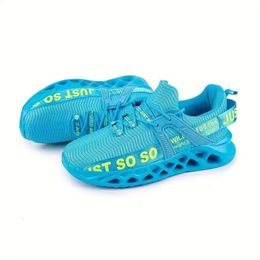 Sports New Unisex Trendy Woven Knit Breathable Blade Type Sneakers, Comfy Non Slip Lace Up Soft Sole Shoes for Men's & Women's Outdoor Activities