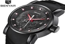 BENYAR Watches Men gold dragon watch male quartz wristwatches big dial waterproof clock with calendar Reloj Hombre3919607