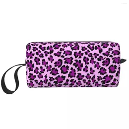 Storage Bags Cute Purple Leopard Print Cosmetic Bag Women Large Capacity Animal Seamless Makeup Case Beauty Toiletry