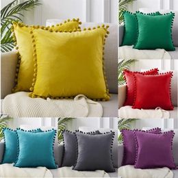 Almofada de veludo macio travesseiros decorativos de arremesso de coloração sólida cor de luxuos