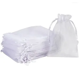 Gift Wrap 100pcs/lot Organza Bag For Jewellery White Drawstring Pouches Wedding Christmas Candy Bags Packing