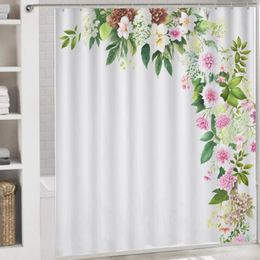 Shower Curtains Botanical Floral Curtain Sets With Hooks Wildflower Leaves Graphic Bath 72 X Inch Heavy Duty For Bathroom