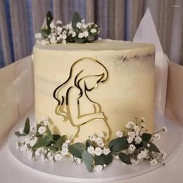 Party Supplies The Mummy To Be Topper Happy Women's Day Expectant Mother Pregnant Abstract Line Art Silhouette Cake Baby Shower