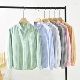 Men's Casual Shirts Premium Cotton Oxford Striped Button Down For Mens Long Sleeve Shirt Lightweight Wrinkle Resistant Versatile Top