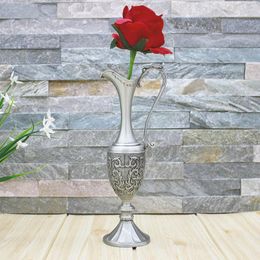 Vases Creative Silver Metal Vase Abstract Teapot Shape Hydroponic Flower Arrangement Indoor Ornament Craft Gift Home Decor Modern