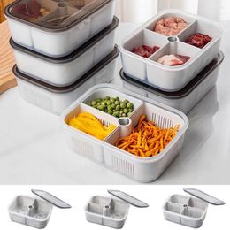 Storage Bottles Plastic 4 Grid Refrigerator Box Sub-Packed Fresh-keeping Fridge Organizer Double Layer Reusable