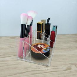 Storage Boxes Clear Makeup Stand Durable Organizer With Grids Cosmetic Box For Lipstick Eyeliner Brushes