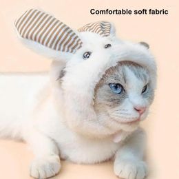 Dog Apparel Pet Hat Cute Ears Design Fastener Tape Fixing Soft Plush Cat Dress-up Accessories