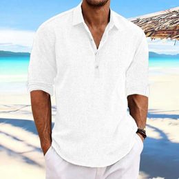 Men's Casual Shirts Fit Men Shirt Stylish Summer With Turn-down Collar Loose Soft Breathable Fabric Top For Comfort