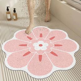 Bath Mats 1pc Pink/Green/Orange Flower Pattern Bathroom Silk Floor Mat Water Leakage Special Toilet Shower Barrier Foot