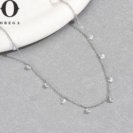 Chains Obega Women CZ Charms Tinny Chain Necklace Silver Colour Plating Thin Korean Choker Simple Design Daily Wear Jewellery