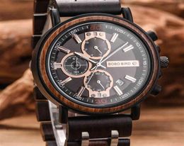 BOBO BIRD Watch Men montre Wood Watch Men Chronograph Military Watches Luxury Stylish Drop with Wooden Box reloj hombre LY191213336006484