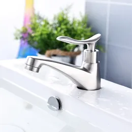 Bathroom Sink Faucets 1PCS Basin Faucet Stainless Steel Deck Mount Single Lever Cold Water Tap Kitchen Hardware Fittings