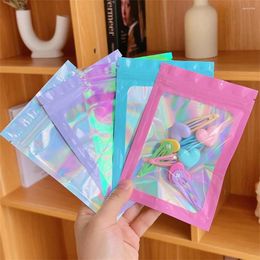 Storage Bags 10/30 PCS Laser Colour Round Hanging Hole Self-sealing Bag For Jewellery Packaging Magic Plastic Sealed Nail Art