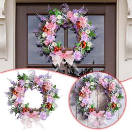 Decorative Flowers Bow Flower Garland Pink And Purple Wreath Holiday Decorations Outdoor Courtyard Wedding