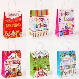 Storage Bags 20pcs Birthday Party Gift Baked Candy Packaging Happy Paper With Handles Kraft Tote