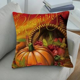 Pillow Pumpkin Print Pillowcase Fall Decor Sunflower Wreath Thanksgiving Cover Hidden Zipper Case For Sofa