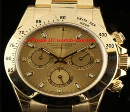 Top Quality Luxury Mans Watches Steel Bracelet NEW 116528 Yellow Gold Champagne Dial Box Papers 40mm Automatic Mechanical Men08858174