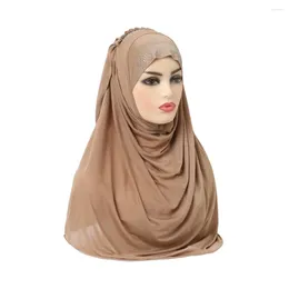 Ethnic Clothing High Quality Ramadan Muslim Women Rhinestone Pull On Instant Hijab Full Cover Amira Cap Turban Islamic Prayer Shawls
