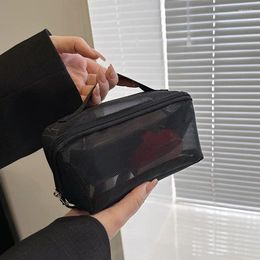 Storage Bags Transparent Nylon Mesh Cosmetic Bag Multifunctional Travel Wash Small Hollow Portable