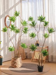 Decorative Flowers Artificial Lily Bamboo Plant Fake Trees Floor Pot Living Room Decoration