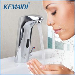 Bathroom Sink Faucets KEMAIDI Automatic Hands Touch Free Sensor Water Tap Basin Chrome 89000 Brass Mixer