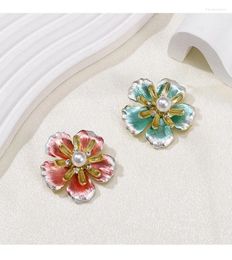 Brooches Elegant Luxury Rhinestone Flower Brooch Good Quality Zinc Alloy Pink And Blue Two-color Romantic Fashion Clothes Accessories