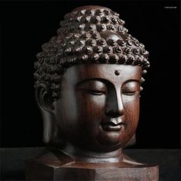 Decorative Figurines Creative Buddha Statue Wooden Sakyamuni Tathagata Figurine India Head Crafts Ornament
