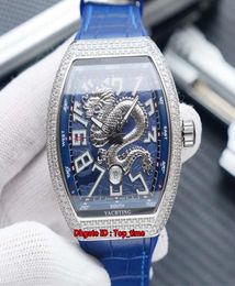 4 Style Luxury High Quality V45 Yachting Dragon King Diamond Automatic Mens Watch Dragon Blue Dial Rubber Strap Gents Watches4314742