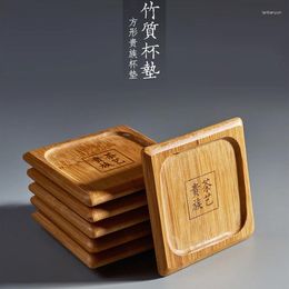 Tea Trays 4pcs/lot 7x7cm Simple Bamboo Cup Coasters Accessories Square Holder Waterproof