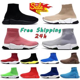 Free Shipping slip-on sock shoes mens womens designer sneakers triple black red beige Paris pink walking platform speedtrainer baleciaga speed trainers dhgate.com