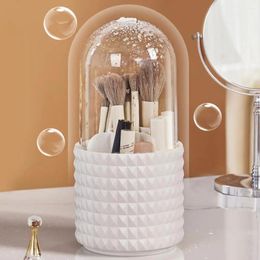 Storage Boxes Makeup Brush Holder For Drawers Organizer 360-degree Rotating Cosmetic Organiser With Dustproof Cover Lipsticks