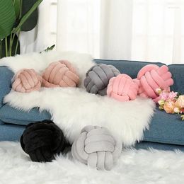 Pillow 1Pc Soft Knot Ball Stuffed Home Decor Plush Hand-woven Three-strand Velvet Knotted Throw