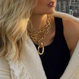 Choker Exaggerated CCB Big Necklace For Women Girl Hiphop Chunky Chain OT Buckle On The Neck Party Jewelry Gift 2024