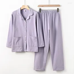 Home Clothing High Quality Cotton Women's Pyjamas Suit Lapel Long Sleeve Sleepwear Set Spring Autumn Wear 2 Piece Outfit