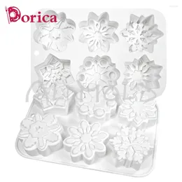 Baking Moulds 6 Holes Snowflake Silicone Mould Christmas Single 3D Cake Mould Handmade Soap Candle Model Mousse Decorating Tools Bakeware