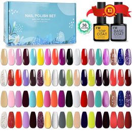 Nail Gel Polish Set Manicure Art Decoration 36 Colorsset UV LED Kit Varnish Permanent Base Top Coat 240328