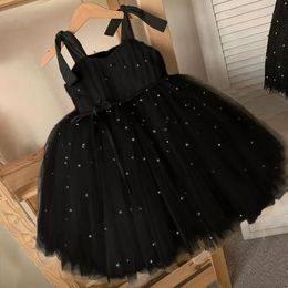 Baby Girl Halloween Costume Toddler Black Beaded Evening Party Dress 12M Girls Princess Tutu Gown Infant Birthday Outfits 240329