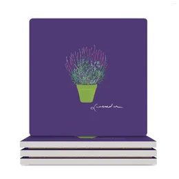 Table Mats Potted Lavender Ceramic Coasters (Square) Drinks Mug Mat Flower