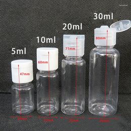 Storage Bottles 10pcs 5ml 10ml 20ml 30ml Plastic PET Clear Flip Lid Lotion Cosmetic Sample Container Travel Liquid Screw Cap Fill Vials